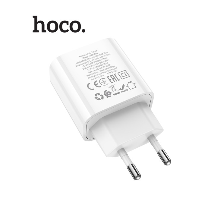 Củ sạc nhanh 20W Hoco C80A Plus 1 cổng USB/ 1 cổng Type-C hỗ trợ sạc 18W - PD 20W , chân tròn  - máy pda - Hình ảnh 2