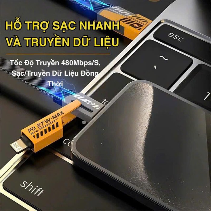 Bộ củ sạc 65W Kèm dây Cáp Sạc 4in1 đa năng - Sạc siêu nhanh sạc được cho nhiều loại thiết bị  - máy pda - Hình ảnh 6