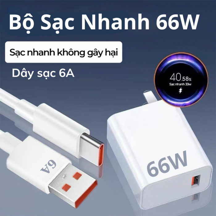 Bộ Sạc Nhanh Xiaomi 66W, 33W USB sang Type C Sạc mọi máy Củ cáp sạc nhanh Xiaomi 66W Xiaomi, Samsung, Oppo, Vivo  - máy pda - Hình ảnh 2