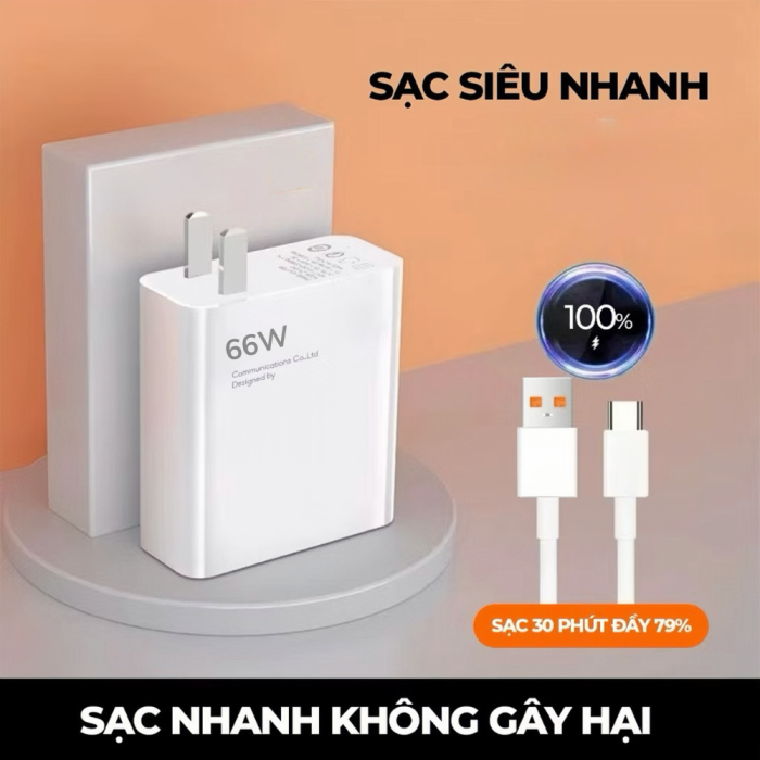 Bộ Sạc Nhanh Xiaomi 66W, 33W USB sang Type C Sạc mọi máy Củ cáp sạc nhanh Xiaomi 66W Xiaomi, Samsung, Oppo, Vivo  - máy pda - Hình ảnh 4