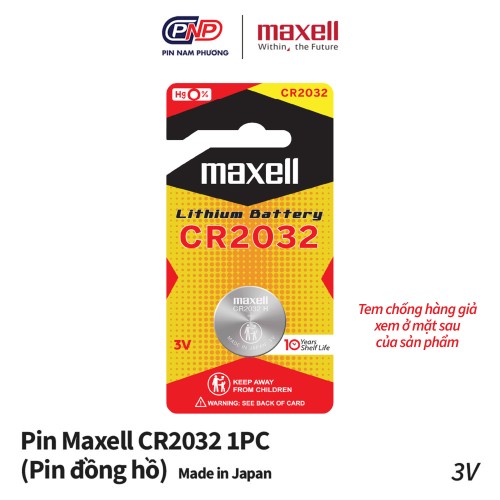 [HCM] Pin 2032 Maxell CR2032 - 1PC NEW - 1 vỉ 1 VIÊN  - pin cr dùng cho remote, cmos oto xe máy cửa cuốn, đồ chơi, thiết bị điện tử, đồng hồ, bảng mạch điện tử, ....