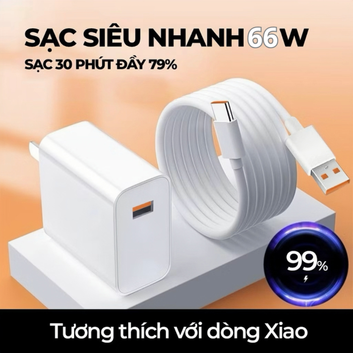 Bộ Sạc Nhanh Xiaomi 66W, 33W USB sang Type C Sạc mọi máy Củ cáp sạc nhanh Xiaomi 66W Xiaomi, Samsung, Oppo, Vivo  - máy pda - Hình ảnh 3