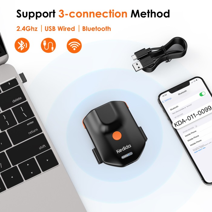 Eyoyo Máy Quét Mã Vạch Kedida Đệm Ghế Di Động, Máy Đọc Mã Vạch Không Dây 1D 2D QR Máy Quét Mã Vạch Bluetooth Hoạt Động Với Windows, PC, Android, IOS Cho Thư Viện Kho Sách Cửa Hàng - Hình ảnh 6