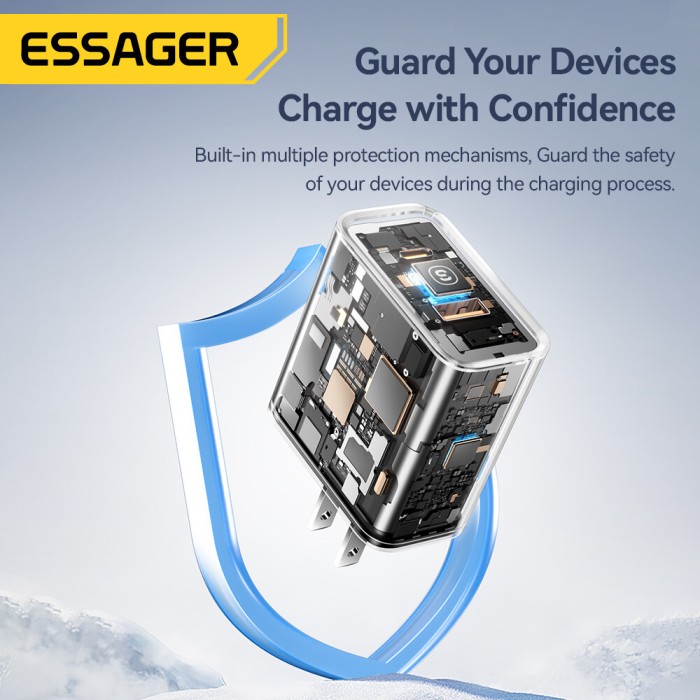Essager 65W siêu lấp lánh phí gan A + C Bộ sạc USB A Loại C siêu sạc nhanh r cho máy tính xách tay máy tính bảng sạc nhanh qc4.0 3.0 pd3.0 cho iphone15 14-8 Series iPad macbook Huawei Samsung điện thoại siêu nhanh sạc nhanh bộ sạc - Hình ảnh 3