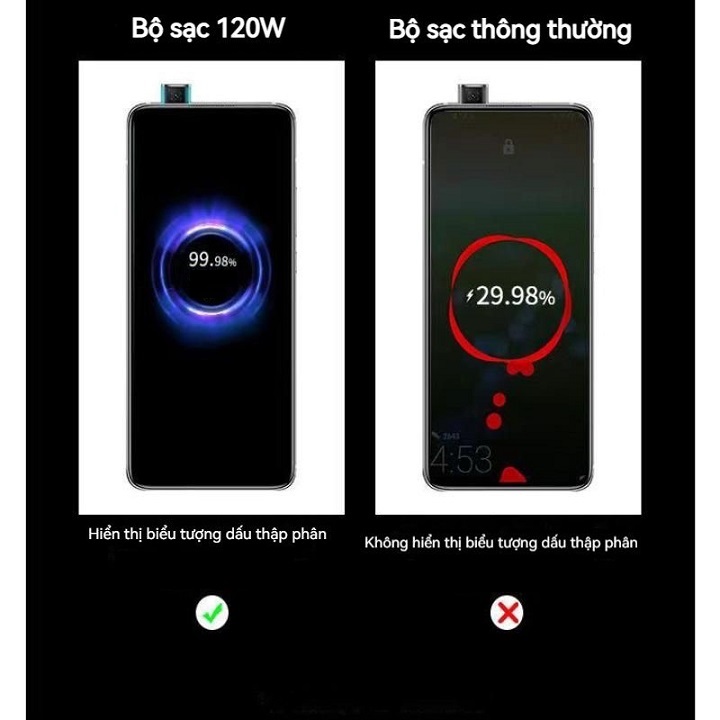 Sạc nhanh 120W, Củ sạc + Cáp sạc nhanh USB to Type C cho Huawei Xiaomi Samsung Oppo - Hình ảnh 4