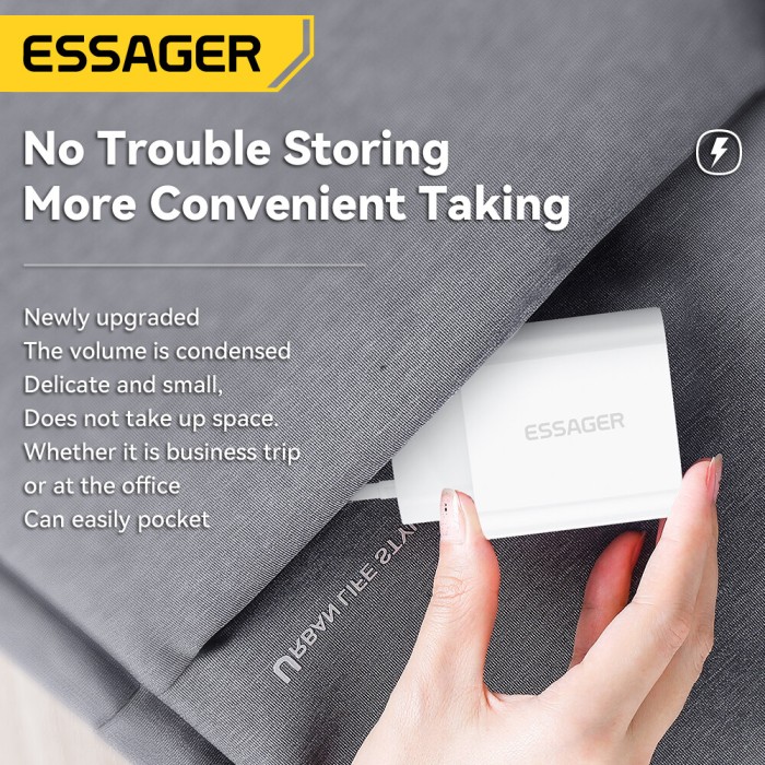 Essager Bộ Sạc Nhanh PD 20W Cho iPhone Bộ Sạc Type C Cho iPhone 14 13 Pro Max Cho Samsung S22 Bộ Sạc Nhanh Chính Hãng Bộ Chuyển Đổi Sạc Di Động - Hình ảnh 2