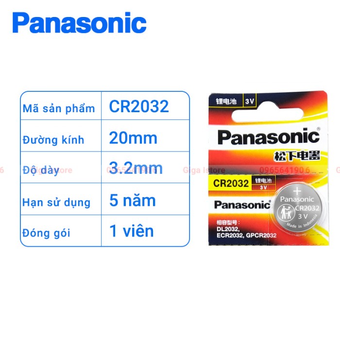Pin Panasonic CR2032 3V chính hãng - Hình ảnh 3