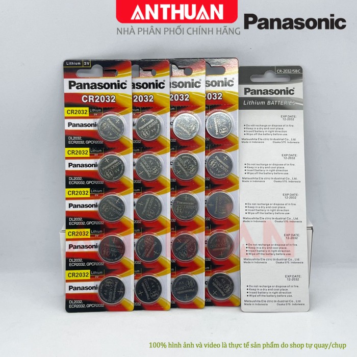 Vỉ 5 viên CR2032 Panasonic 3V. Pin nút áo Lithium Made in Indonesia - Hình ảnh 5