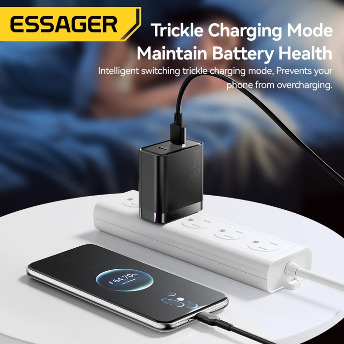 Essager 65W siêu lấp lánh phí gan A + C Bộ sạc USB A Loại C siêu sạc nhanh r cho máy tính xách tay máy tính bảng sạc nhanh qc4.0 3.0 pd3.0 cho iphone15 14-8 Series iPad macbook Huawei Samsung điện thoại siêu nhanh sạc nhanh bộ sạc - Hình ảnh 4