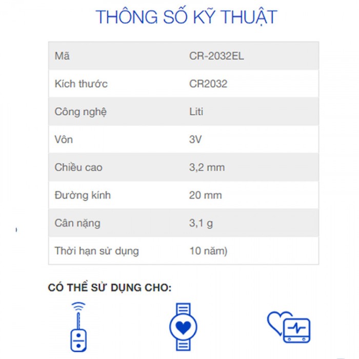 Pin CR2032 Hàng Nhật Bản Cao Cấp, Pin Cho Chìa Khoá Xe Máy, Ô tô, PC, Cân Điện Tử Viên Rời Date 2034 - Hình ảnh 3