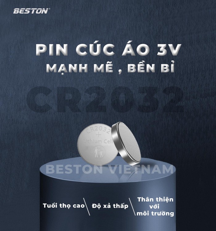 Pin nút 3V (Vỉ 5 viên) Beston CR2032 CR2025 CR2016 CR2450 CR1632 dùng cho remote xe máy ,điều khiển quạt, cân điện tử