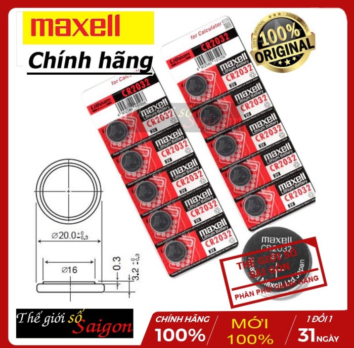 Pin chìa khóa Smartkey Honda CR2032 dùng cho xe Honda Sh, Air blade, Vision, Lead, Vario vỉ 5 viên