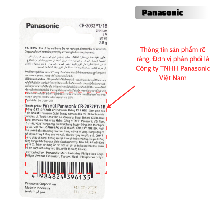Vỉ 1 Viên Pin CR2032 3V Panasonic Lithium Cao Cấp  - Hàng chính hãng - Hình ảnh 3
