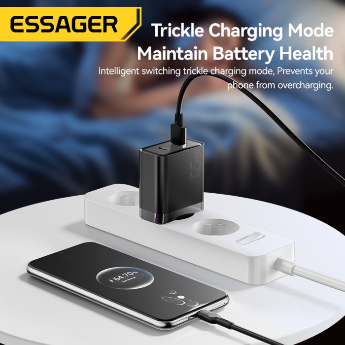 Essager 65W siêu lấp lánh phí gan A + C Bộ sạc USB A Loại C siêu sạc nhanh r cho máy tính xách tay máy tính bảng sạc nhanh qc4.0 3.0 pd3.0 cho iphone15 14-8 Series iPad macbook Huawei Samsung điện thoại siêu nhanh sạc nhanh bộ sạc - Hình ảnh 12