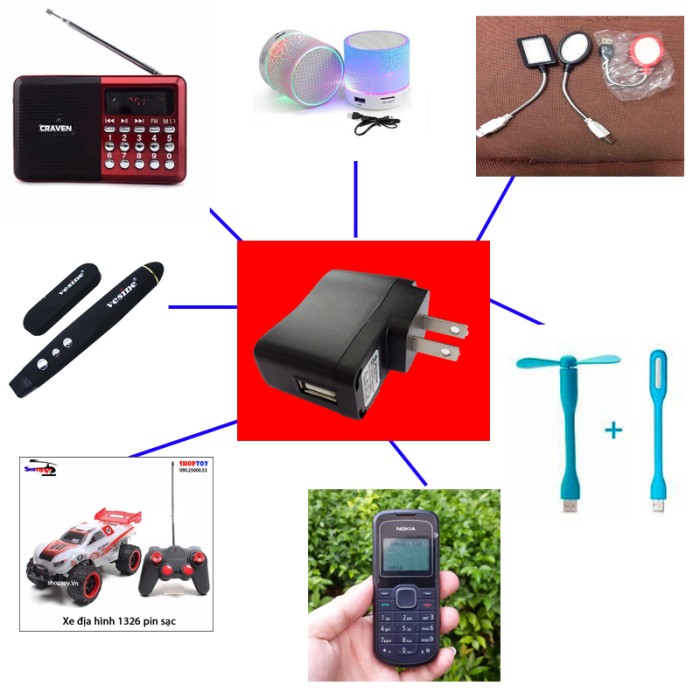 Bộ 10 củ sạc 5V USB - Sạc mọi thứ