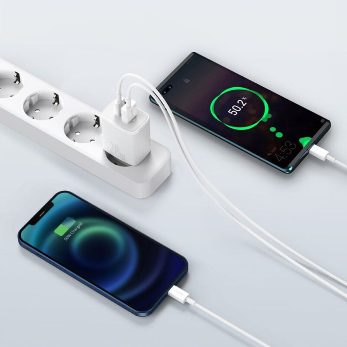 Củ sạc nhanh iPhone 20w Baseus Compact 2 cổng type c và usb, Phụ Kiện sạc iPhone Android Phone, không hộp - Hình ảnh 6