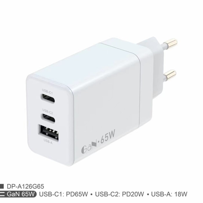 Củ sạc nhanh 65W | 2 cổng 2 USB-A & 1USB-C sạc 1 thiết bị cùng lúc | Thích hợp cho iSO - Hình ảnh 6