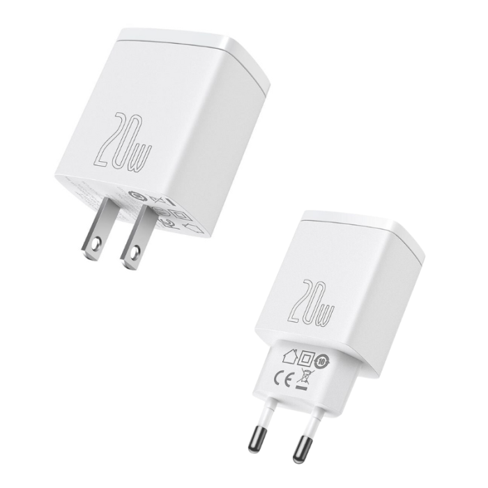 Củ sạc nhanh iPhone 20w Baseus Compact 2 cổng type c và usb, Phụ Kiện sạc iPhone Android Phone, không hộp
