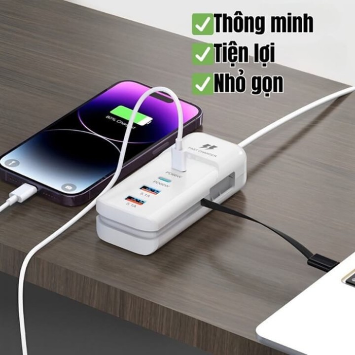 Củ Sạc Nhanh PD 66W Đa Năng 5 Trong 1 Ngắt Tự Động, Bảo Vệ Thiết Bị, Sạc 5 Thiết Bị Có Thể Sử Dung Cho Iphone, Android - Hình ảnh 5