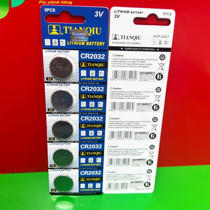 Vỉ 5 Viên Pin CR2032 , CR2025 , CR2016 Lithium 3V TIANQIU Gía siêu rẻ, pin Cmos, pin remote smart 3v - Hình ảnh 5