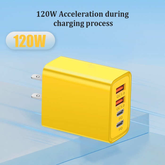 Bộ sạc nhanh 120W PD USB Type-C,Củ sạc nhanh 4 Cổng,Bộ chuyển đổi nguồn 3.0 cho máy tính bảng,điện thoại - Hình ảnh 6