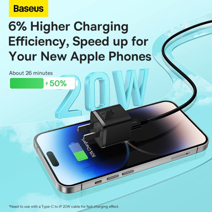 Baseus Bộ Sạc Nhanh GaN5 Bộ Sạc USB Type C 1C 20W Hỗ Trợ Cáp Dữ Liệu Sạc Nhanh Type C PD Cho iPhone 14 13 Pro Max Huawei Xiaomi - Hình ảnh 3