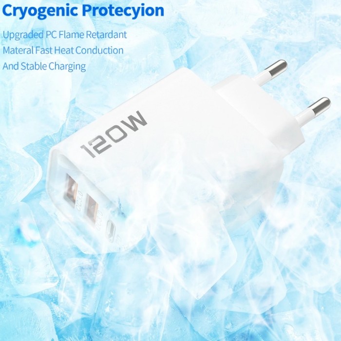 120W 4 cổng USB PD sạc sạc nhanh 3.0 Loại C điện thoại USB sạc thiết bị sạc nhanh EU/UK/chúng tôi ổ cắm cho Iphone Samsung Xiaomi - Hình ảnh 3