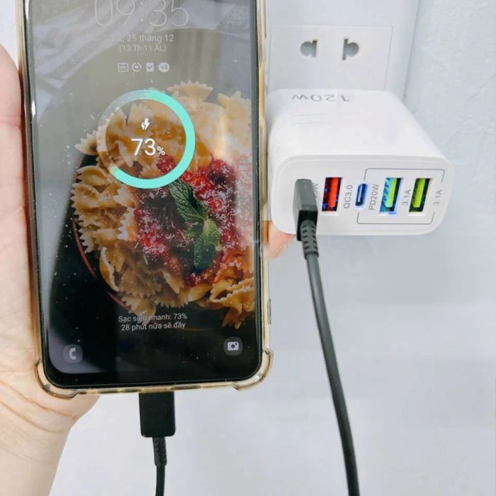 Củ Sạc Nhanh 120W 5 Cổng USB Type C GaN, sạc siêu nhanh, an toàn, chống chai pin, nóng máy - Hình ảnh 4