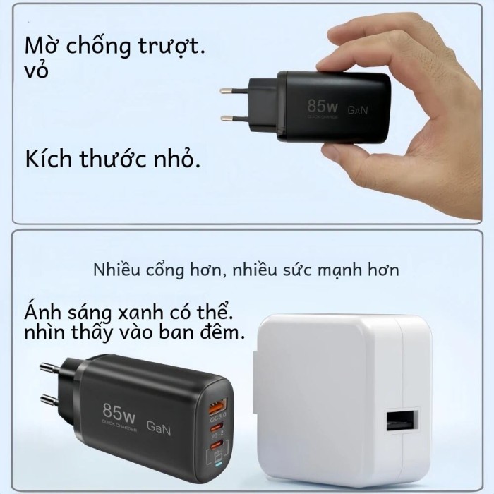 Real 85W GaN USB Type C Sạc Nhanh QC3.0 PPS PD Cho iPhone 15 16 MacBook Pro iPad Samsung - Bộ Chuyển Đổi Laptop Sạc Nhanh - Hình ảnh 4