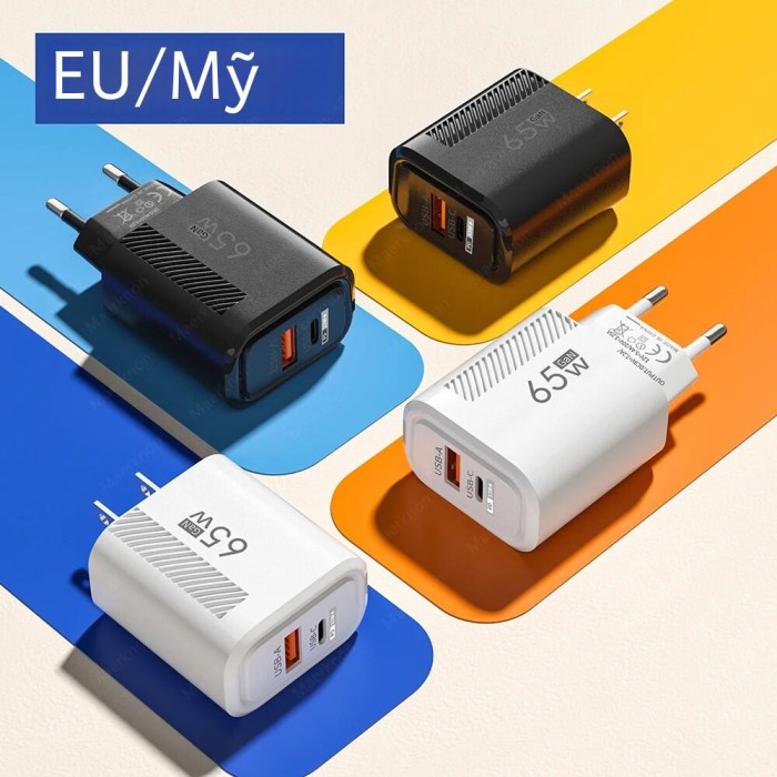 Gan USB Loại C Sạc Nhanh 65W Bộ Sạc Nhanh Pd Sạc Điện Thoại Cho iPhone 14 Xiaomi Samsung Huawei Trắng/Đen - Hình ảnh 2