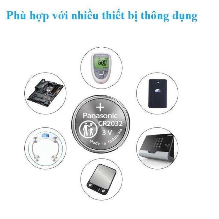 Pin cúc áo Panasonic CR2032 Dùng Cho remote Quạt hơi nước, đồng hồ, cân - Hình ảnh 3