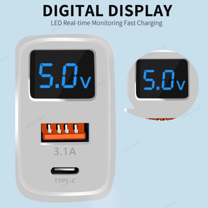 Pd 20W USB C Sạc Nhanh Sạc Loại C Tường Sạc Cho Iphone 14 Samsung Xiaomi Huawei Hiển Thị Kỹ Thuật Số Điện Thoại Sạc Adapter - Hình ảnh 2