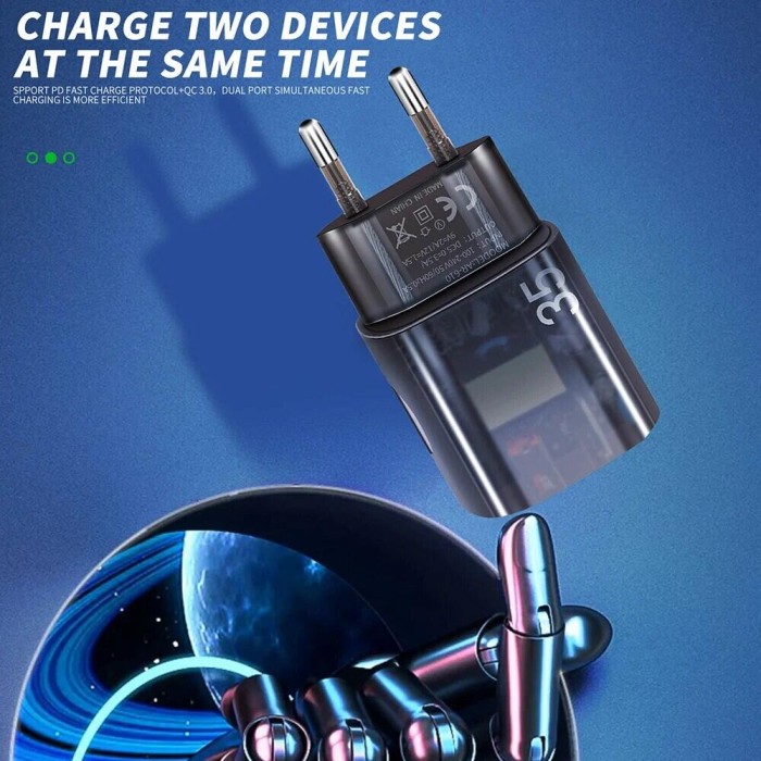 35W USB Pd Sạc Trong Suốt Mecha Nhanh Chóng Charge3.0 Nhanh Chóng Tường Sạc Điện Thoại Di Động Điện Thoại Cho Iphone Samsung Cắm Xiaomi Huawei - Hình ảnh 2