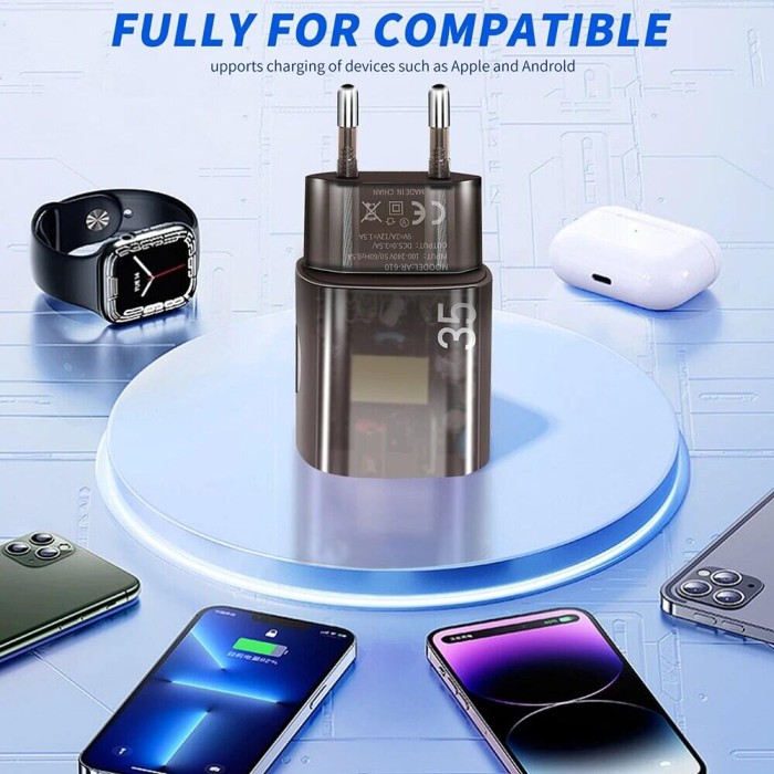 35W USB Pd Sạc Trong Suốt Mecha Nhanh Chóng Charge3.0 Nhanh Chóng Tường Sạc Điện Thoại Di Động Điện Thoại Cho Iphone Samsung Cắm Xiaomi Huawei - Hình ảnh 3