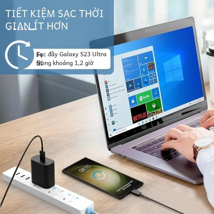 củ Sạc Siêu Nhanh sansung45w Type C Usb-c Cho Điện Thoại & Máy Tính Bảng Android Galaxy S23 - Hình ảnh 2