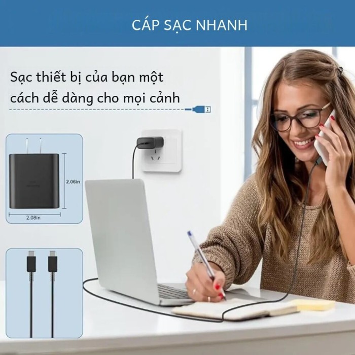 củ Sạc Siêu Nhanh sansung45w Type C Usb-c Cho Điện Thoại & Máy Tính Bảng Android Galaxy S23 - Hình ảnh 4