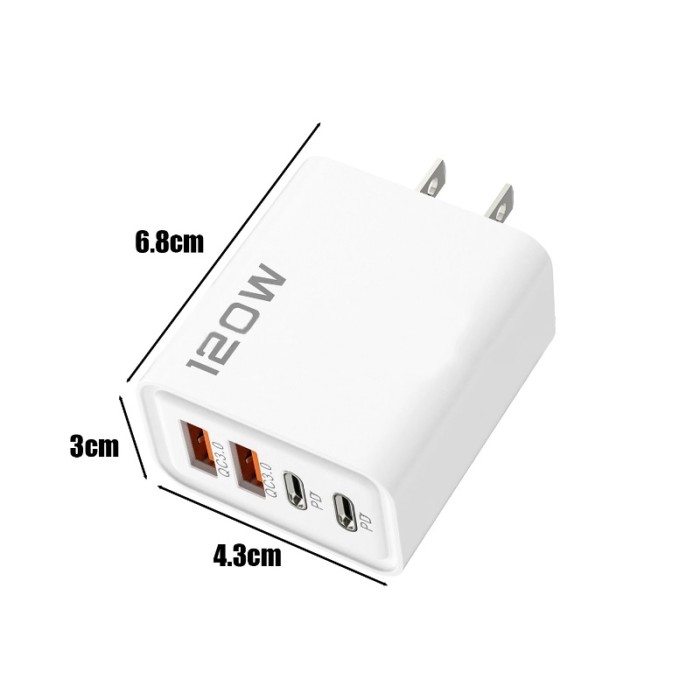 120W 4 cổng USB PD sạc sạc nhanh 3.0 Loại C điện thoại USB sạc thiết bị sạc nhanh EU/UK/chúng tôi ổ cắm cho Iphone Samsung Xiaomi - Hình ảnh 7