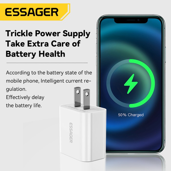 Essager Bộ Sạc Nhanh PD 20W Cho iPhone Bộ Sạc Type C Cho iPhone 14 13 Pro Max Cho Samsung S22 Bộ Sạc Nhanh Chính Hãng Bộ Chuyển Đổi Sạc Di Động