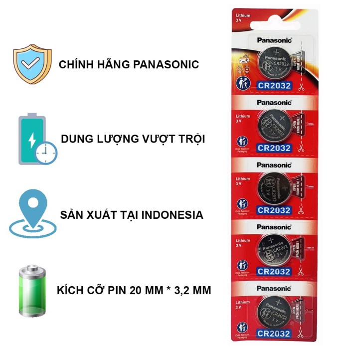 Pin cúc áo CR2032 Panasonic Lithium 3V chính hãng - 1 viên - Hình ảnh 4