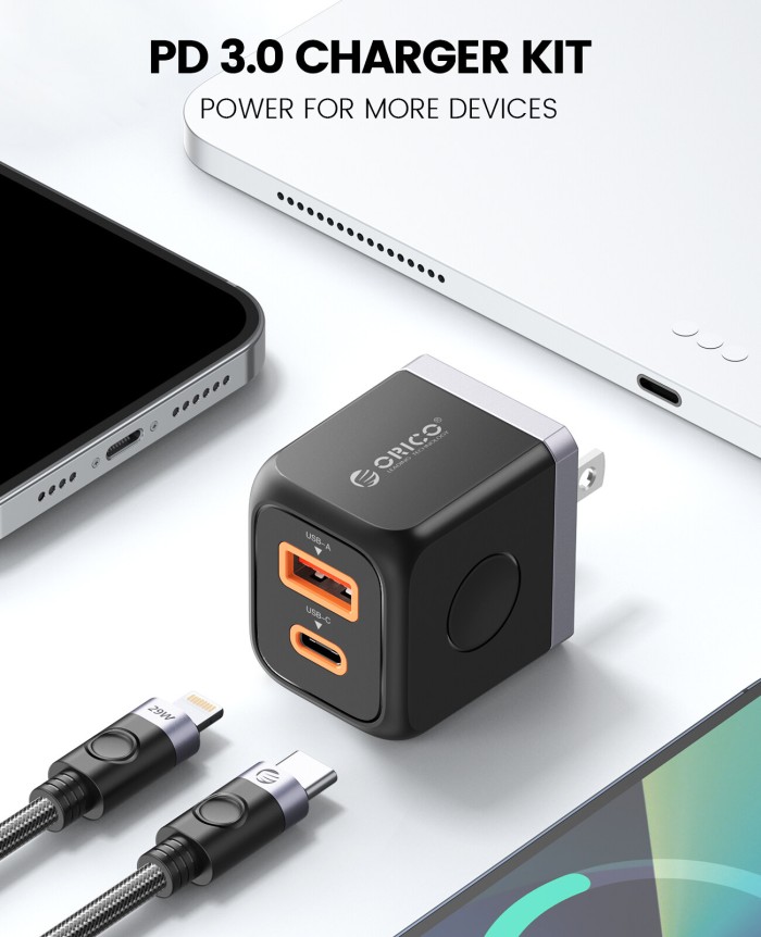 ORICO PD 30W sạc thiết lập USB C USBA Cáp sạc nhanh 2.4A sạc nhanh dây cho iPhone iPad Type-C Bộ Bộ cáp - Hình ảnh 3