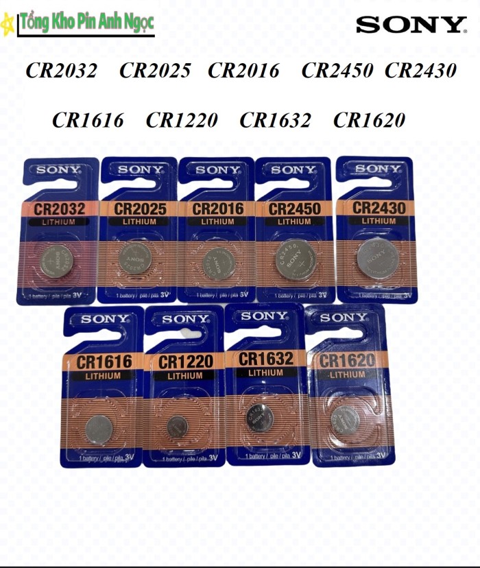 Vỉ 1 Viên Pin Sony 3V CR2032 CR2025 CR2016 CR2450 CR2430 CR1220 CR1616 CR1620 CR1632