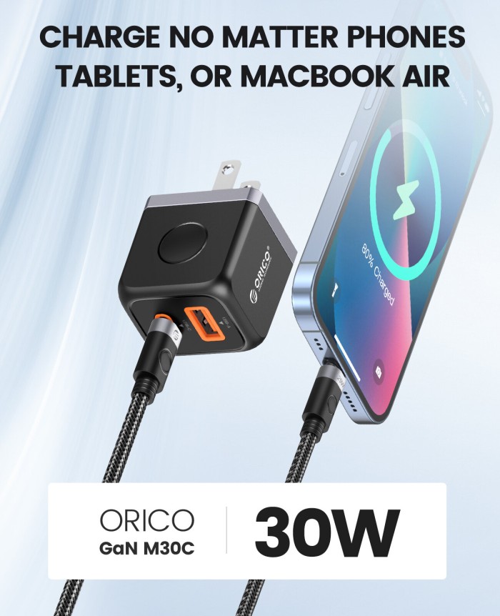 ORICO PD 30W sạc thiết lập USB C USBA Cáp sạc nhanh 2.4A sạc nhanh dây cho iPhone iPad Type-C Bộ Bộ cáp - Hình ảnh 5