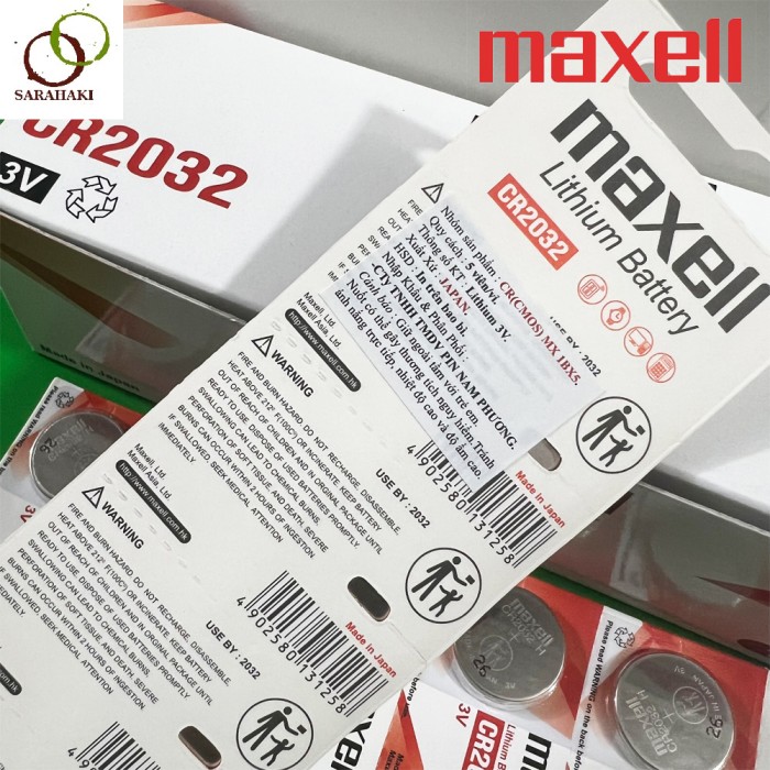 Vỉ 5 Viên Pin Maxell CR2032 / CR2025 / CR2016 Maxell Lithium 3V Made in Japan chính hãng - Hình ảnh 7