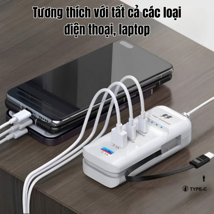 Bộ Sạc Nhanh Đa Năng 66w Ổ Sạc Nhanh 5 Trong 1, Bảo Vệ Thiết Bị, Sạc 5 Thiết Bị 1 Tương Thích Cao - Hình ảnh 2