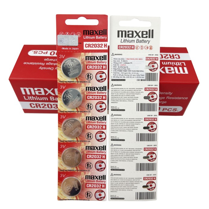 Pin Maxell CR2032 / CR2025 / CR2016 / CR1632 / CR1620 / CR1616 / CR1220 / CR1216 Maxell Lithium 3V - Made In Japan - Hình ảnh 2