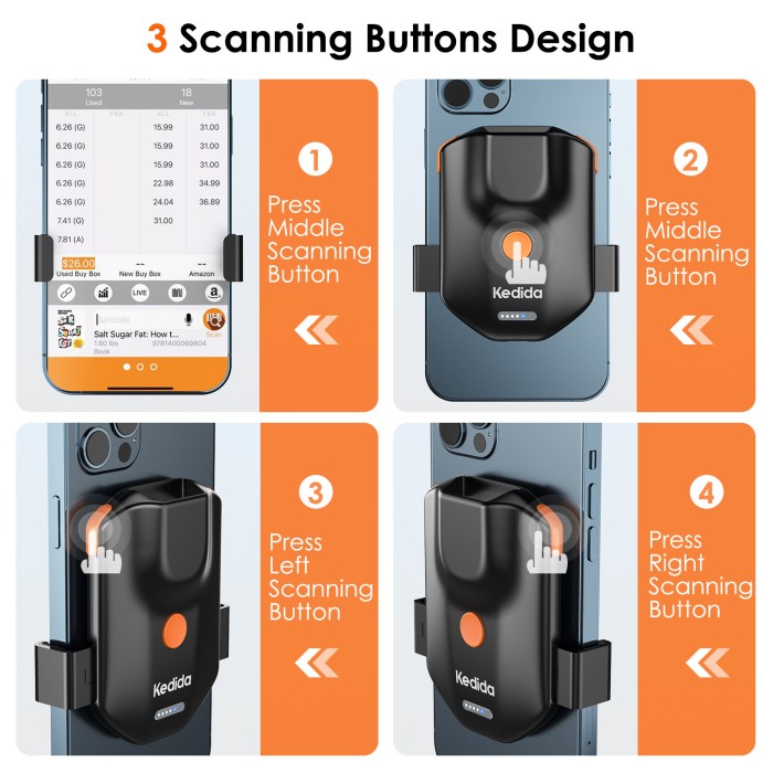 Eyoyo Máy Quét Mã Vạch Kedida Đệm Ghế Di Động, Máy Đọc Mã Vạch Không Dây 1D 2D QR Máy Quét Mã Vạch Bluetooth Hoạt Động Với Windows, PC, Android, IOS Cho Thư Viện Kho Sách Cửa Hàng - Hình ảnh 3