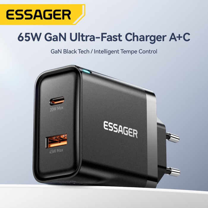 Essager 65W siêu lấp lánh phí gan A + C Bộ sạc USB A Loại C siêu sạc nhanh r cho máy tính xách tay máy tính bảng sạc nhanh qc4.0 3.0 pd3.0 cho iphone15 14-8 Series iPad macbook Huawei Samsung điện thoại siêu nhanh sạc nhanh bộ sạc - Hình ảnh 8
