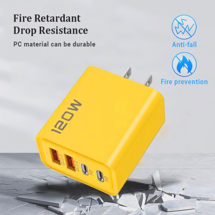 Bộ sạc nhanh 120W PD USB Type-C,Củ sạc nhanh 4 Cổng,Bộ chuyển đổi nguồn 3.0 cho máy tính bảng,điện thoại - Hình ảnh 5