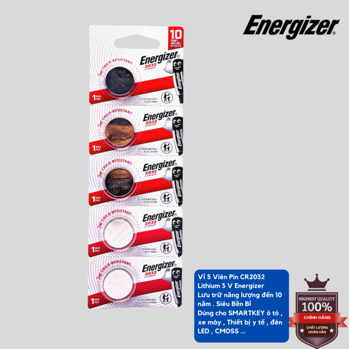 Pin CR2032 Energizer 3V vỉ 5 viên - Hình ảnh 3