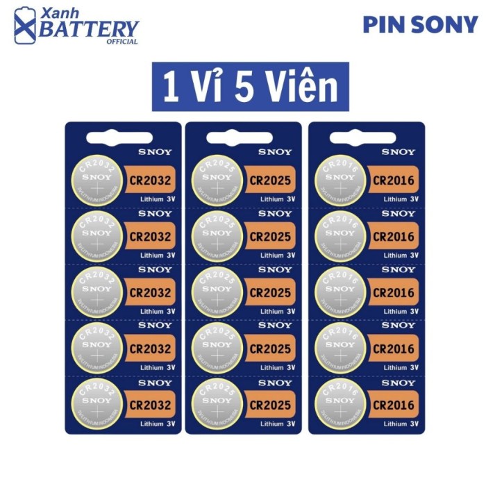 1 Vỉ 5 Viên Pin đồng hồ Sony CR2032 / CR2025 / CR2016 / CR1632 / CR1620 / CR1616 / CR1220 / CR2450 / 2430 lithium 3v - Hình ảnh 2